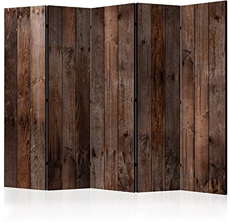 decomonkey Paravent décoratif intérieur Bois Rétro Marron Gris 225x172 cm | Cloison de séparation imprimée sur Toile, Paravent Original en Bois, seul côté, Blanc Fond de Texture Brun