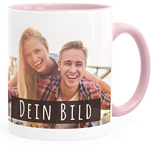 SpecialMe® personalisierte Fototasse mit eigenem Foto persönliches Geschenk Kaffeetasse mit Bild selbst gestalten inner-rosa Keramik-Tasse