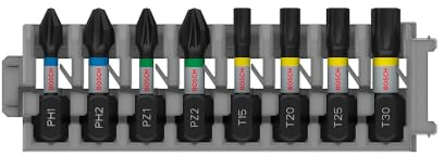 Bosch 8x PRO Impact Schrauberbit Set, PH1, PH2, PZ1, PZ2, T15, T20, T25, T3 | Länge 25, 25, 25, 25, 25, 25, 25, 25 mm, Professional Zubehör Schraubendreher, Bohrmaschine/Schrauber