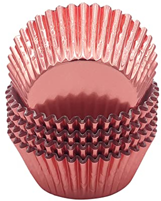 Mombake Standard Rose Gold Foil Cupcake Cases Liners Muffin Baking Cups for Party and More, 100-Count