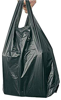 Sabco - 8 x 13 x 18 Strong Black Vest Style Plastic Carrier Bags | Heavy Duty 20mu | Hi Tensile Vest Bottle Carrier Bags (200)