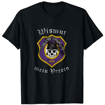 Aue im Erzgebirge Herren T-Shirt Schwarz S FC Erzgebirge Aue Team T-Shirt Klassisch geschnitten Doppelt genähter Saum Kurzarm Rundhals Klassische Passform Baumwolle 50% Polyester 50%
