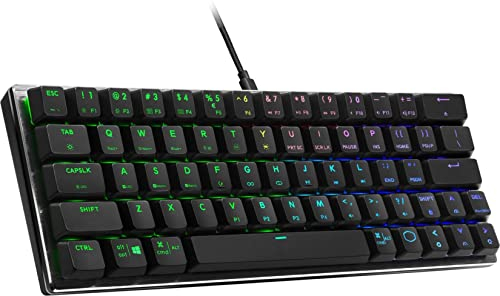 Cooler Master SK620 Clavier mécanique de jeu à profil bas 60 % gris spatial, interrupteurs marron tactiles, RGB personnalisable, design ergonomique, connectivité USB-C, Mac/Windows, QWERTY