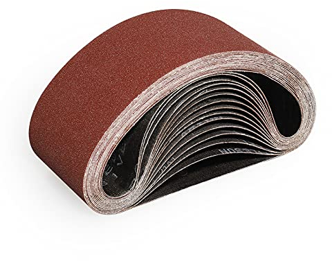 Sruhrak Schleifband 75 x 457mm- 15 Stück Bandschleifer Schleifbänder zum Schleifen, Feilen, Schärfen und Entrosten (120er Korn)