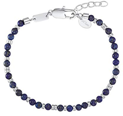 s.Oliver Armband Edelstahl Herren Armschmuck, mit Lapis, 20+3 cm, Blau, Kommt in Schmuck Geschenk Box, 2031483