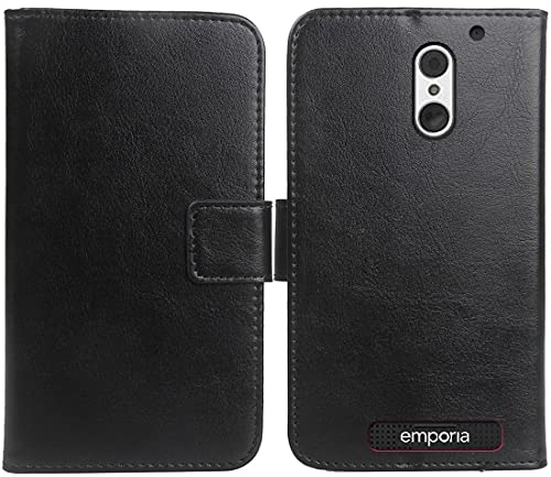 Mengtu PU Leder Tasche Hülle Für Emporia SMART.4 / SMART.S4 5 Handy Flip Lederhülle Handyhülle Brieftasche Schutz Case Cover Etui (Schwarz)