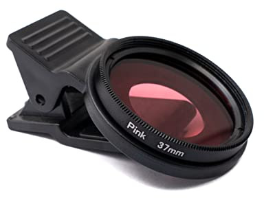 SYSTEM-S Farbfilter Pink 37 mm Linse Farbe mit Clip für Smartphones in Schwarz