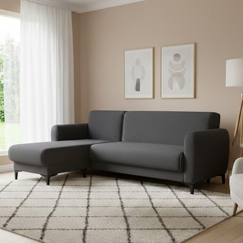 Dmora Schlafsofa mit Recamiere Angel 230x153 cm blau Stauraum