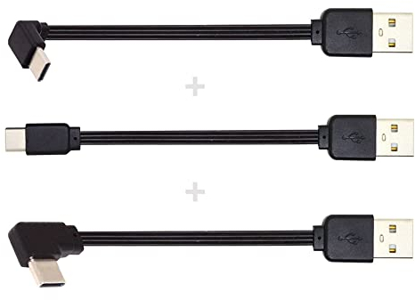 NFHK 3 Stück/Los 13 cm USB 2.0 Typ A Stecker auf USB-C Typ-C Stecker abgewinkelt Daten Flach Slim FPC Kabel für FPV & Disk & Phone