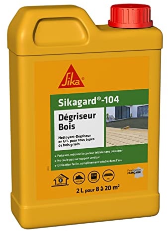 SIKA - Nettoyant dégriseur bois - Sikagard 104 - Tous types de bois - Toiture, façade, sol, mobilier de jardin, clôture, bardage - Ravive les couleurs du bois - Prêt à l'emploi - Pour 8 à 20m2-2L