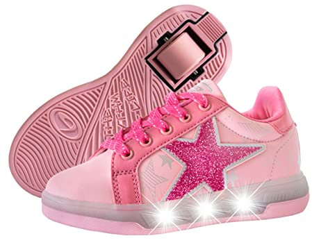 Breezy Rollers Kids LED Roller Shoes | Transform from Street Sneakers to Roller Skates in Seconds | Patented Click System | Roller Sneakers for Boys & Girls