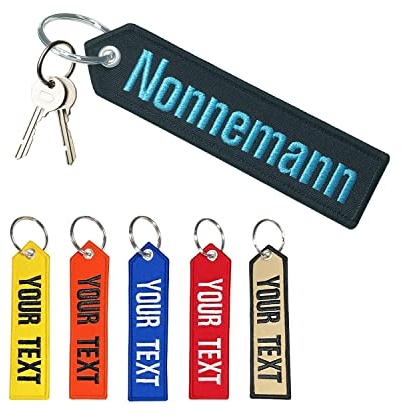Brillina Benutzerdefinierte Stickerei Schlüsselanhänger, personalisierte jeder Text für Männer Geschenk Motorrad ATV Auto Scooter (Colorful), 12.5x 3cm