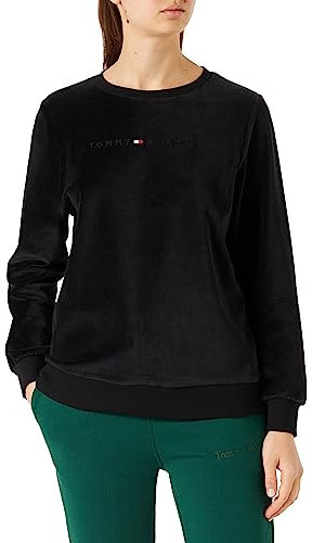 Tommy Hilfiger Track Top HWK Velour UW0UW03901 Maglie Pesanti, Nero (Black), L Donna