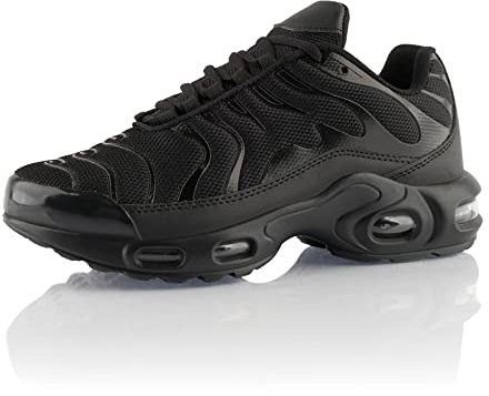 Fusskleidung® Damen Herren Sportschuhe Dämpfung Sneaker leichte Laufschuhe Schwarz Grau Dunkelgrau EU 37
