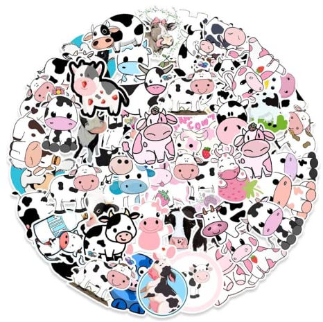 HNTR Kuh Aufkleber | 50 Kuh Sticker für Scrapbook, Stickerbuch, Laptop, Kindle & mehr