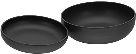 CreaTable, 30001, Serie Uno Black - Salatset, 2-teiliges Geschirrset, Salatset aus Steinzeug, spülmaschinen- und mikrowellengeeignet, Made in Portugal