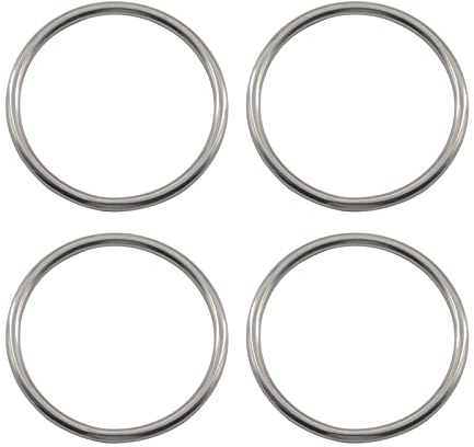 (4 Stück) M8 x 30 mm massiver nahtloser O-Ring 304 Edelstahl runder Ring glättender geschweißter Ring für Handringe Hundeseil Haustierkette Gepäcktasche Hardware