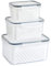 Wifehelper 3 Pack Modern Minimalist Fruit & Vegetable Storage Containers with Removable Drain Colanders, Refrigerator Organizer