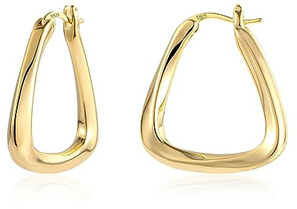 Grandi orecchini a cerchio grosso per le donne 14k placcato oro S925 Orecchini a cerchio grosso a torsione Orecchini a cerchio quadrati geometrici alla moda Regali di gioielli