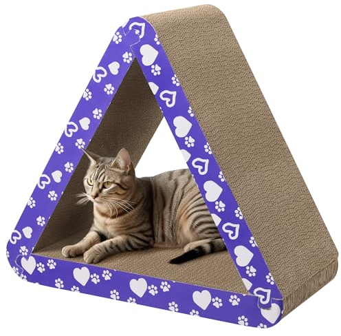 Navaris Rascador para Gatos - 3X Rascadores para Gato con Forma Triangular - Rascador de Cartón Corrugado 51 x 25 x 45 cm - 3X Afilador para Uñas de Gatitos - Fácil de Montar