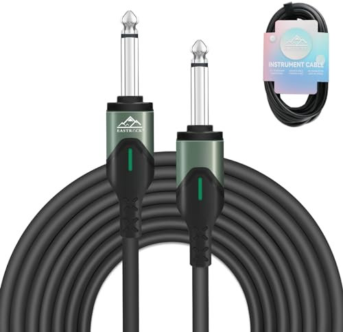 EASTROCK Cavo TRS da 0,6 cm per chitarra elettrica, basso, amplificatore, tastiera, altoparlante, mixer (6,2 m, nero)