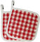 AMRAMI Topflappen Baumwolle, hitzebeständige Topfuntersetzer zum Kochen und Backen, waschbar, kariert (Doppelpack (2), Kleinkariert Rot/Weiß)