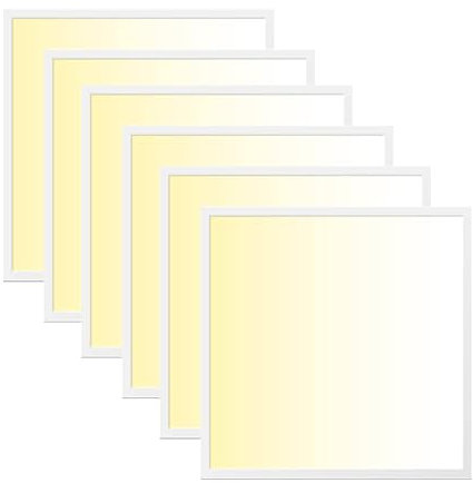 WSU Lights 6x LED Panel, Deckenleuchte, 62x62cm, 4400lm, 3000K, 40W, inkl. Trafo, Rasterleuchten, Einlegeleuchte, Büroleuchten (3000K, 6 Stück)