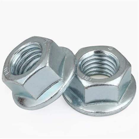 TUMALO 4/6/10/20/30/40 Uds Tuerca de Brida Hexagonal de Rosca Izquierda M4 M5 M6 M8 M10 M12 Tuerca de Seguridad chapada en Zinc de Acero al Carbono DIN6923 (Size : M12x1.75 (4pcs))