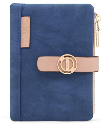 REETEE Portefeuille Femme PU Cuir Porte Monnaie Femme Petit Format Courte Porte Feuilles pour Femmes Porte-chéquiers Porte-Cartes 7 Emplacements pour Cartes et Zippé Pochette à Monnaie (Bleu foncé)