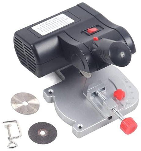 VonVVer Mini Cut Off Machine - Mini Table Saw 0-45° Adjustable Wood Cutting Saw with 50mm Saw Blade Bench Saw Mitre Saw for Art Craft Plastic/Wood/Stone Metal Cutting (4500 r/min Black)