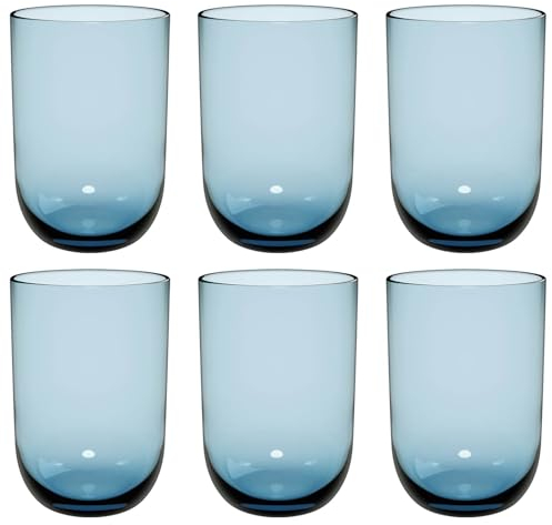 Villeroy & Boch Like Ice Longdrinkbecher Set 6 teilig, Farbglas eisblau, Füllmenge 385 ml
