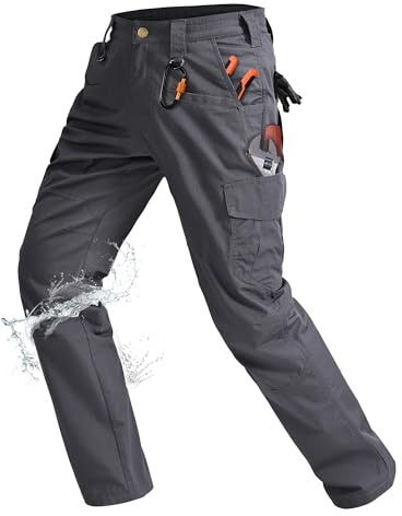 Rapoo Cargo Pants for Men Hiking Work Pants with Pockets,Grey,34Wx32L