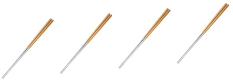 Cabilock 8 Pares palillos para freir de acero inoxidable palillos de fideos largos palillos chinos reutilizables palillos chinos de madera palillos de cocina china familiar palillos largos