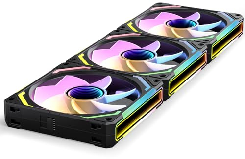 AsiaHorse COSMIQ ARGB Ventilador PC 120MM Reverse [3 Piezas] [FDB] Daisy Chain Ventilador RGB de 2000 RPM/68.5 CFM/2,05 MMH2O 5V 3 pines ARGB 12V 4pines PWM vida útil de 80000 horas