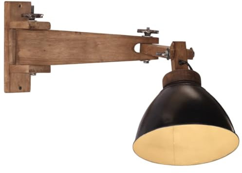 vidaXL Wandleuchte, Wandlampe mit E27-Fassung, Wandspot für Wohnzimmer Esszimmer Büro, Wandstrahler Lampe Leuchte, Industrie-Stil, 25 W Schwarz E27