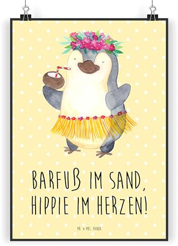 Mr. & Mrs. Panda Bild Sommer Hippie DIN A5 - Geschenk, Motive, Natur, Wandbild, Plakat, Handgefertigte Produkte, drucke, Geschenke, Sommerferien, Sommergefühle, Poster, Summer Vibes, Strand, Feelings