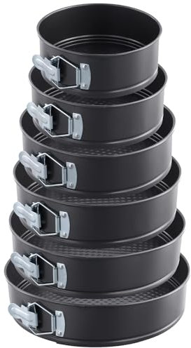 FUNSUEI 6 Stück Springform 18cm, 20cm, 22cm, 24cm, 26cm, 28cm, Kuchenform Set Rund Schwarz mit Antihaftbeschichtet und Abnehmbarer Boden, Backformen Antihaft für Backen