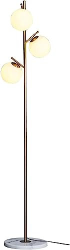 NESPIQ Lampadaire Lampadaire sur Pied Lampadaire en Fer Nordique 3 Abat-Jour en Verre Lumière sur Pied Haut Pôle Lampadaire Socle en Marbre Lampadaires pour Salon lampadaire Salon