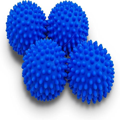 GJFWQC 4 Dryer Balls, Drum Dryer Drum can be reused, Energy-Saving and Non Melting Fabric Softener Substitute (Blue)
