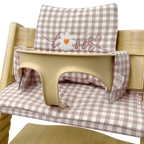 WANDGU Sitzkissen für Stokke Tripp Trapp Hochstuhl: Weich und Bequem Hochstuhlauflage, Laminierte Beschichtung, Hochstuhl Sitzkissen Set passend für Stokke Tripp Trapp (Kleines Gänseblümchen)