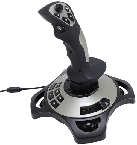 Joystick per Simulazione di Volo per PC, Controller di Gioco per Simulatore di Volo per Giochi USB con Funzione di Vibrazione e Controllo 'acceleratore, Gamepad Cablato Flight
