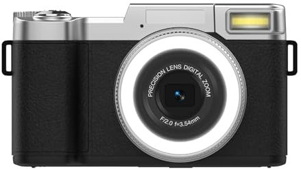 Fotocamera Digitale Mirrorless 4K, Videocamera con Zoom 18X da 48 MP e Schermo Orientabile a 180°, Fotocamera Portatile da Viaggio con Schermo da 2,8 Pollici per la Registrazione (BLACK)