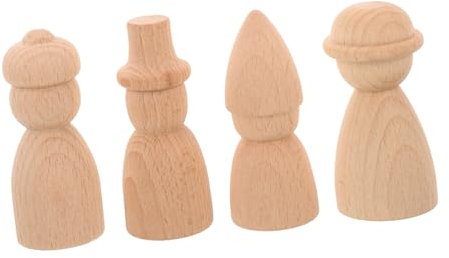 Angoily 4 Stück Puppenornamente Unvollendete Miniatur Rohpuppenkörper Menschenkörper Figuren Malen Basteln Puppen Marionetten Rohlinge Holzhandwerk Rohlinge Holzpuppen