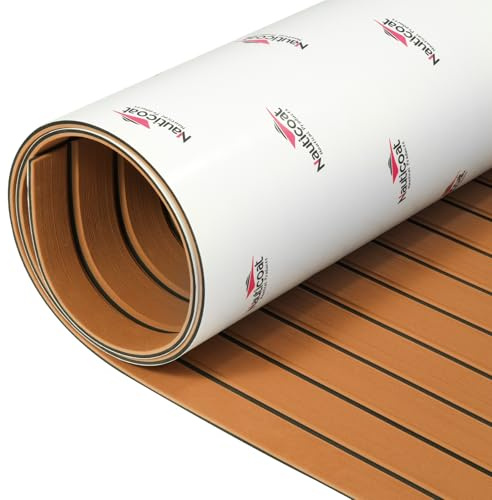 Nauticoat Eva Bootsbelag, Selbstklebender Eva Schaum Bootsbodenbelag, Rutschfester Teak Bootsbelag 240cm x 110cm/60cm für Deckboot, Jon-Boote, Wohnmobile und Schwimmbäder