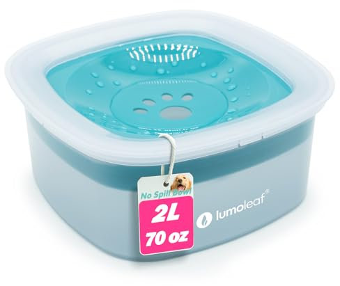 LumoLeaf Wassernapf für Hunde, kein Verschütten, langsamer Futterspender, hält Maul trocken, tropffreies Design (2L Blau)