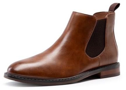 Bruno Marc Men Chelsea Slip On Leather Boots, Comfort Walking Waterproof Work and Fashion Boots for Men,Size 11,Brown,SBAB25002M