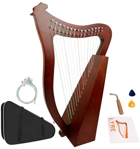 VixxNoxx Lyre Harp, 23 Inches 15-String Zelkova Lyra Harp Kit, Stringed Musical Instruments with Tuning Wrench Gig Bag Instructions Extra Strings for Beginners Adults