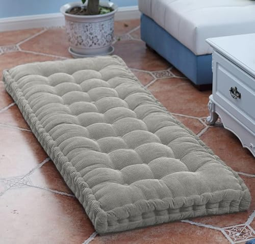 uyeoco 8 Dickes Bankauflage Bankkissen, Sitzkissen Bank Sitzauflage Innen Outdoor, Gute Qualität Waschbare Gartenbank Auflage, Rechteck Sitzkissen Groß Für Stuhl Boden Bürostuhl(hellgrau,90x30cm)