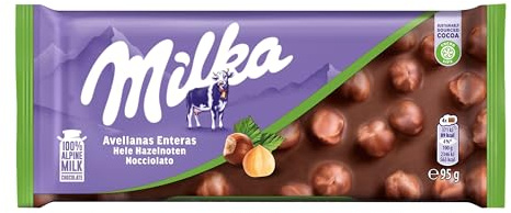 Milka Ganze Haselnuss – Alpenmilchschokolade mit ganzen Haselnüssen | 17 Tafeln im Vorratspack (17 x 95 g)