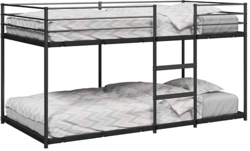 GeenYuu Etagenbett Schwarz 100x200 cm, Robustes Stahlgestell, platzsparendes Design, Gitterrost, für Kinderzimmer, Gästezimmer